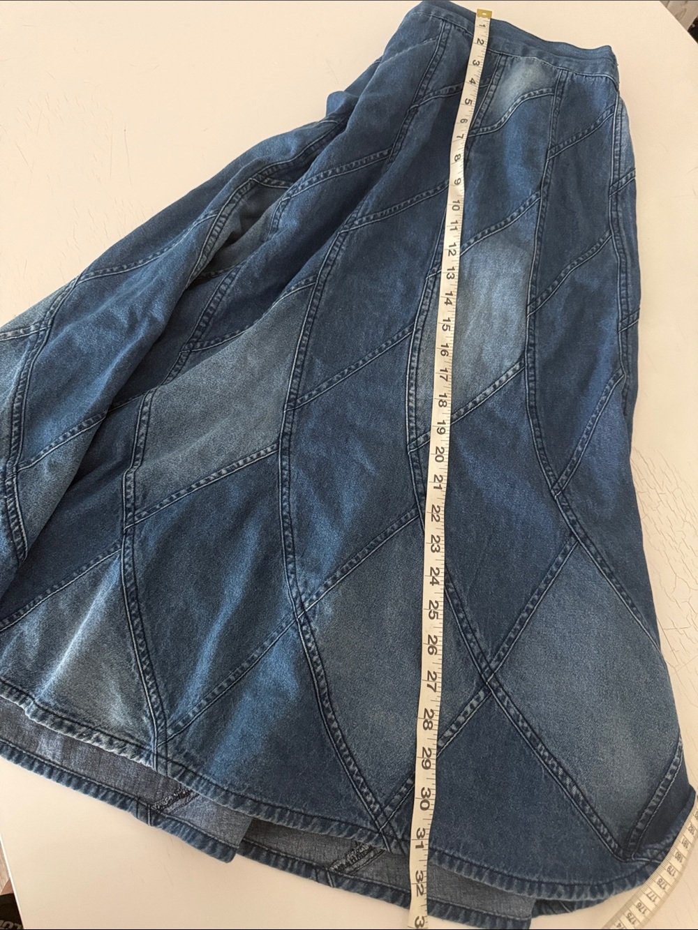 Studio West Blue Denim A-Line Patchwork Skirt - Picture 8 of 8
